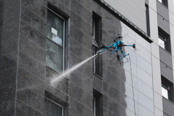 살수 드론 시연 모습(사진:삼성물산 건설부문)